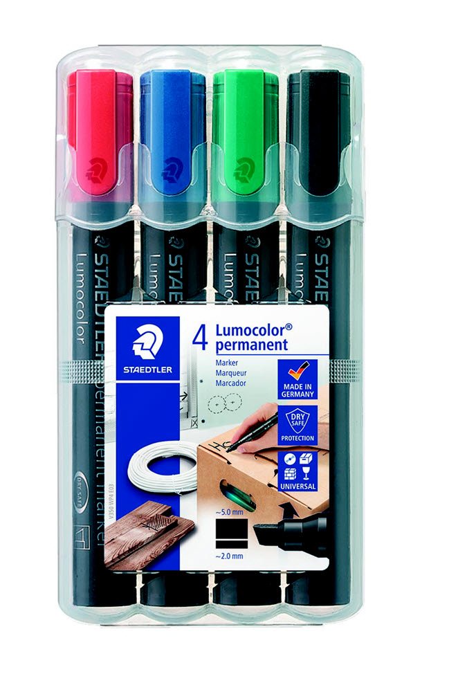 Lumocolor&reg; permanent marker 350 WP4, 4 farver